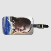 シックカスタムなトルコイズブルー抽象芸術フォトモノグラム ラゲッジタグ (正面横)