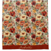 シックカスタムな水彩花模様 シャワーカーテン (正面)