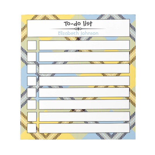 シックカスタムなTo Doスクリプト名Plaidタータンチェック ノートパッド (正面)