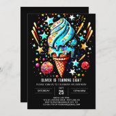 シックカスタムアイスクリームボーイアイスクリーム誕生日 招待状 (正面/裏面)