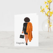 シックカスタムアフリカ系アメリカ人女性の卒業 カード (黄色い花)