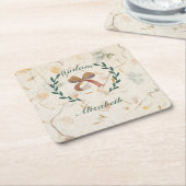 シックカスタムクラフト紙プレス花ナチュラル スクエアペーパーコースター (アングル)