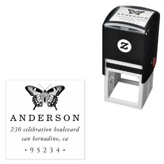 シックカスタムパーソナライズされたバタフライ差出人住所 セルフインキングスタンプ (インサイチュ)