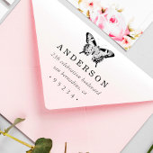 シックカスタムパーソナライズされたバタフライ差出人住所 セルフインキングスタンプ