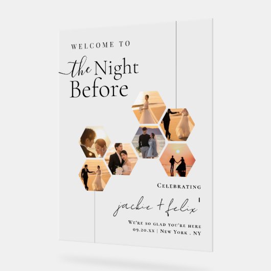 シックカスタムフォトリハモダンーサルディナーウェルカム アクリルサイン (傾斜)