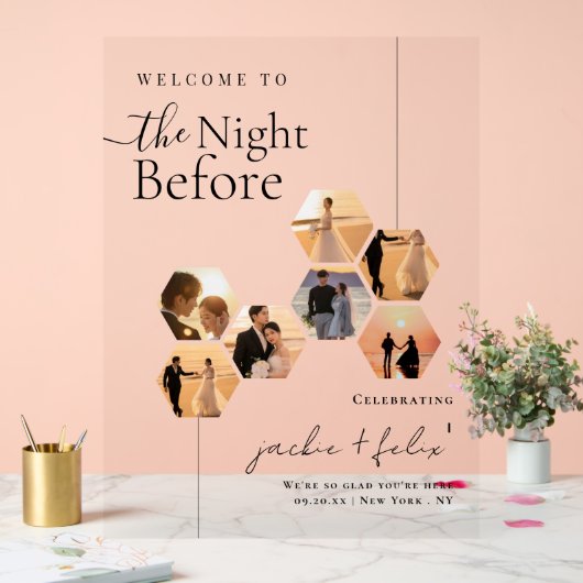 シックカスタムフォトリハモダンーサルディナーウェルカム アクリルサイン (ウェディング)