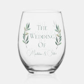 シックカスタムユーカリ離れスボタニカル結婚ズ ステムなしワイングラス (正面)
