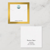 シックカスタムロゴ金ゴールドフレームネックレス表示カード スクエア名刺 (正面/裏面)