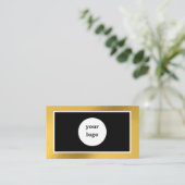 シックカスタムロゴ金ゴールドフレームモダン名刺 名刺 (スタンド正面)