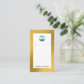 シックカスタムロゴ金ゴールド枠イヤリング表示カード 名刺 (スタンド正面)