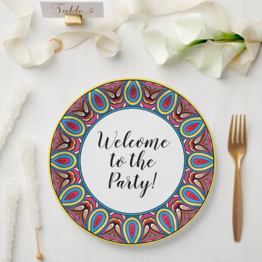 シックカスタム万華鏡のように千変万化するパターンスターモザイク ペーパープレート (ウェディング)