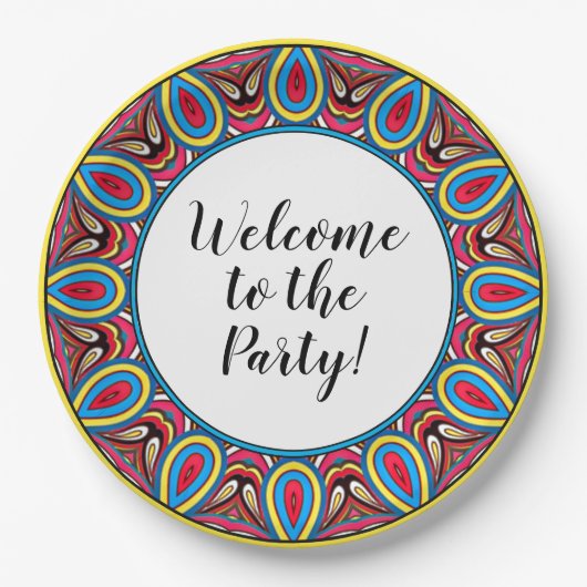 シックカスタム万華鏡のように千変万化するパターンスターモザイク ペーパープレート (正面)