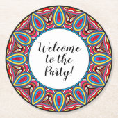 シックカスタム万華鏡のように千変万化するパターンスターモザイク ラウンドペーパーコースター (正面)