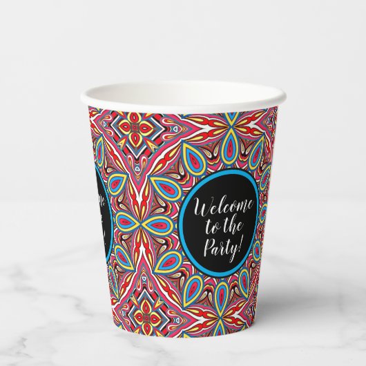 シックカスタム万華鏡のように千変万化するパターンスターモザイク 紙コップ (裏面)