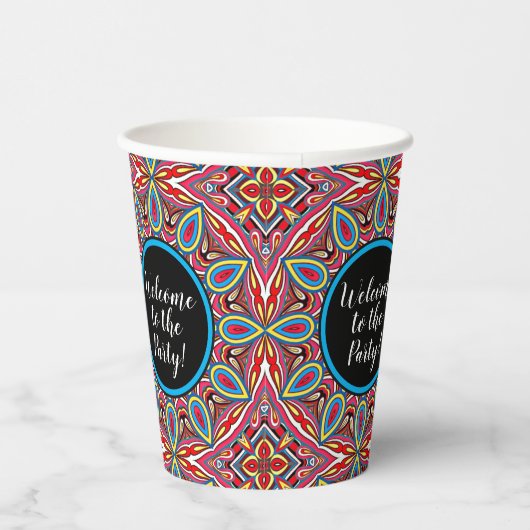 シックカスタム万華鏡のように千変万化するパターンスターモザイク 紙コップ (右)