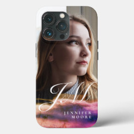 シックカスタム赤面パープル写真モノグラムの iPhone 13 PROケース