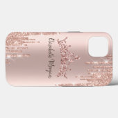 シックカッコいいグリッタークラウンドロップバラ金ゴールド Case-Mate iPhoneケース (裏面 (横))