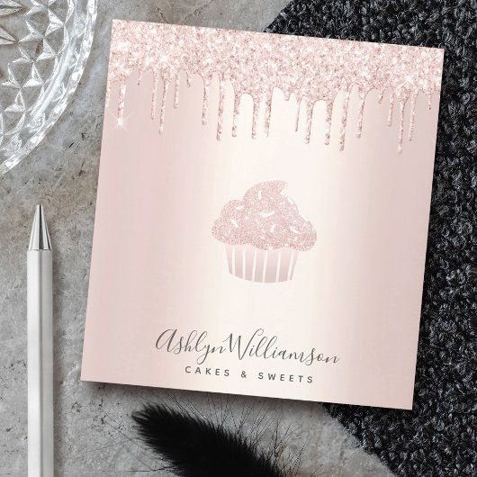 シックカップケーキシェフベーカリーバラ金ゴールドグリッタードリップス ノートパッド