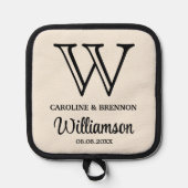 シックカップル名家族モノグラム設立日 鍋敷き (正面)