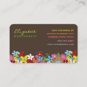 シックカラフルおもしろいお洒落春の花ガーデン 名刺 (正面)