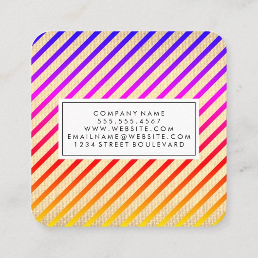 シックカラフルなストライプテクスチャ スクエア名刺 (裏面)