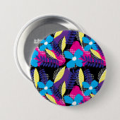 シックカラフルなフローラとドットのパタ葉ーンが 缶バッジ (正面&裏面)