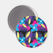 シックカラフルなフローラとドットのパタ葉ーン(Mag) マグネット (正面/裏面)