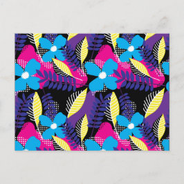 シックカラフルなフローラとドットのパタ葉ーンPos ポストカード
