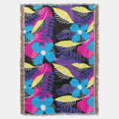 シックカラフルなフローラとドットのパタ葉ーンThr スローブランケット (正面縦)