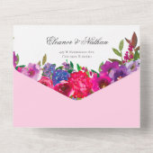 シックカラフルな水の色の花サマー結婚ズ オールインワン招待状 (裏面)