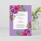 シックカラフルな水の色の花サマー結婚ズ 招待状 (スタンド正面)