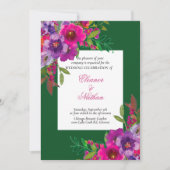 シックカラフルな水の色の花サマー結婚ズ 招待状 (正面)