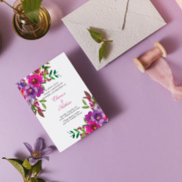 シックカラフルな水の色の花サマー結婚ズ 招待状