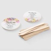 シックカラフルな水彩花結婚式 プログラム ハンドファン (組立なし)