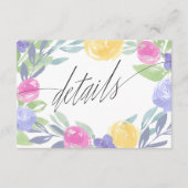 シックカラフルウォーターカラー春フローラ結婚ズ エンクロージャーカード (正面)