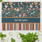 シックカラフルキノコ名前をカスタムする引用文スタイリッシュ キッチンタオル (折り畳み)