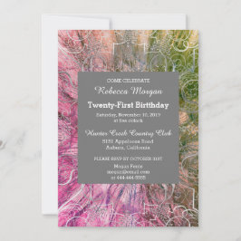 シックカラフルグリジー誕生日招待状 招待状