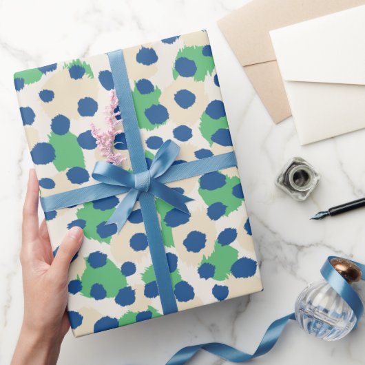 シックカラフルグリーンチーズプリントモノグラム ラッピングペーパー (ギフト)