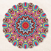 シックカラフルスターモザイク万華鏡のように千変万化するパターンアートパターン ペーパーコースター (正面)