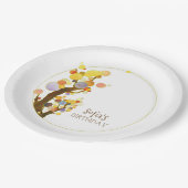 シックカラフルツリーズ誕生日パーティー ペーパープレート (アングル)