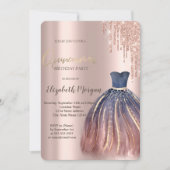 シックカラフルドレス、バラ金ゴールドドリップスキンセアニェラ 招待状 (正面)