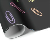 シックカラフルパステルペーパークリップズオンブラック ラッピングペーパー (ロールコーナー)