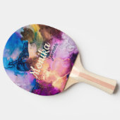 シックカラフルフェイク金ゴールドグリッターマーブルモノグラム 卓球ラケット (横)