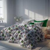 シックカラフルフローラステンドグラス模様 枕カバー