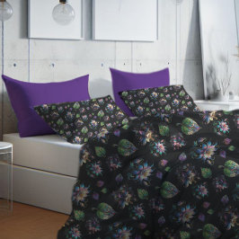 シックカラフルフローラステンドグラス模様 枕カバー