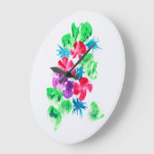 シックカラフルフローラブーケ ラージ壁時計 (傾斜)
