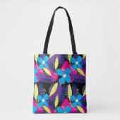 シックカラフルフローラ&ドットパター葉ントト トートバッグ (正面)