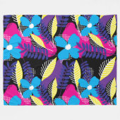 シックカラフルフローラ&ドットパター葉ンファイル フリースブランケット (正面(横))