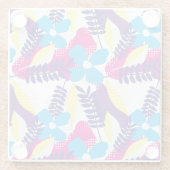 シックカラフルフローラ&ドットパター葉ン付き ガラスコースター (裏面)