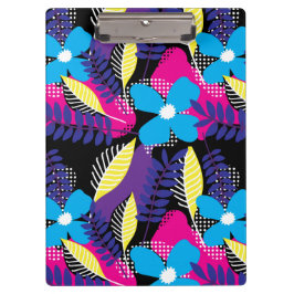 シックカラフルフローラ&ドットパター葉ン付き クリップボード